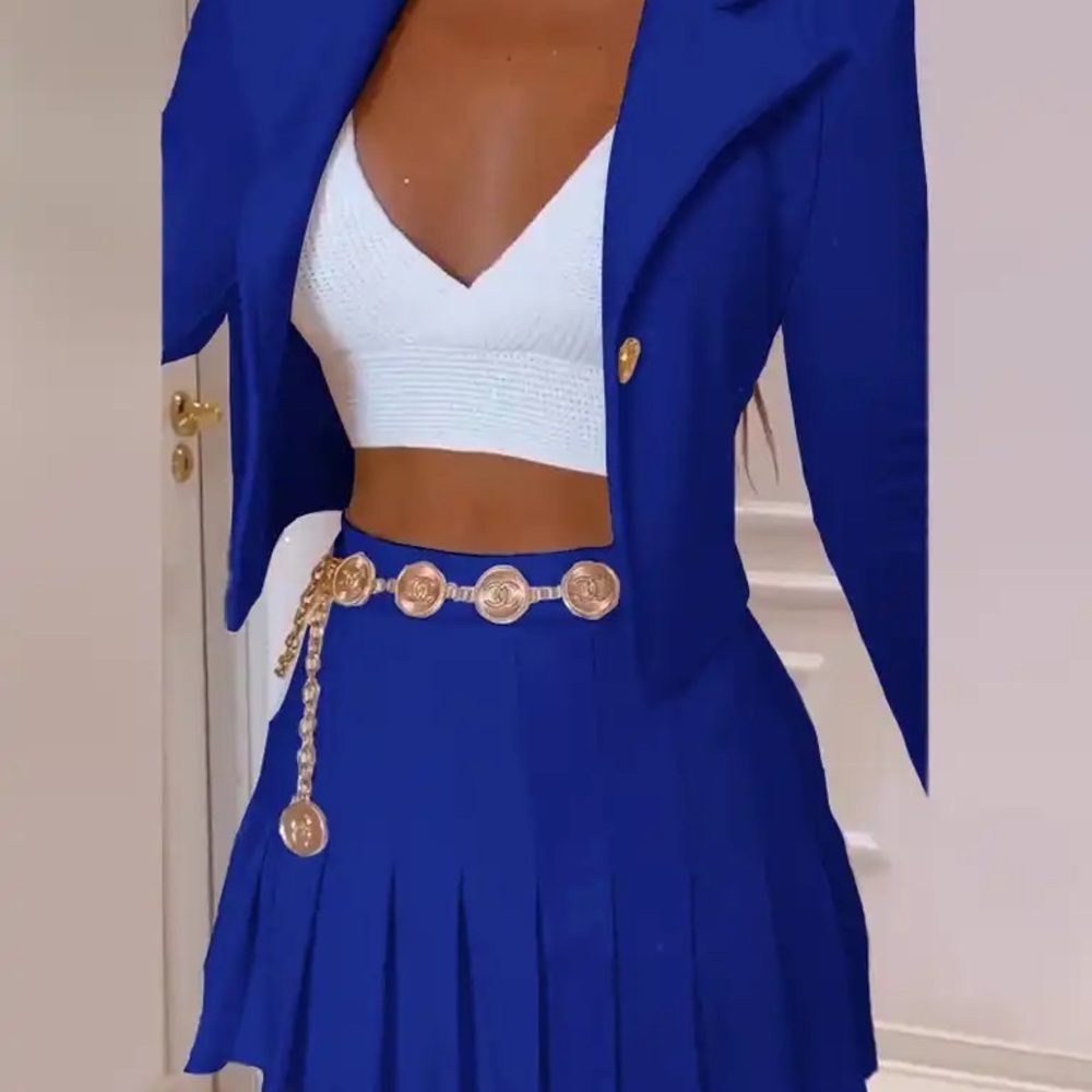 2pcs outfit cheer or tennis outfit blazer jacket skirt outfit